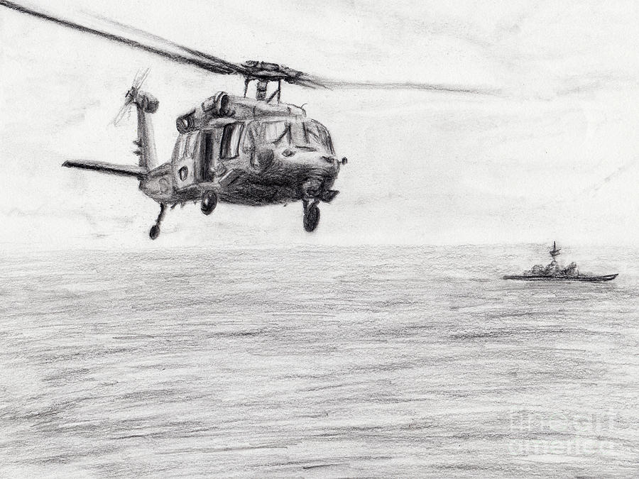 Helicopter Painting - MH-60S Seahawk  by Sarah Howland-Ludwig