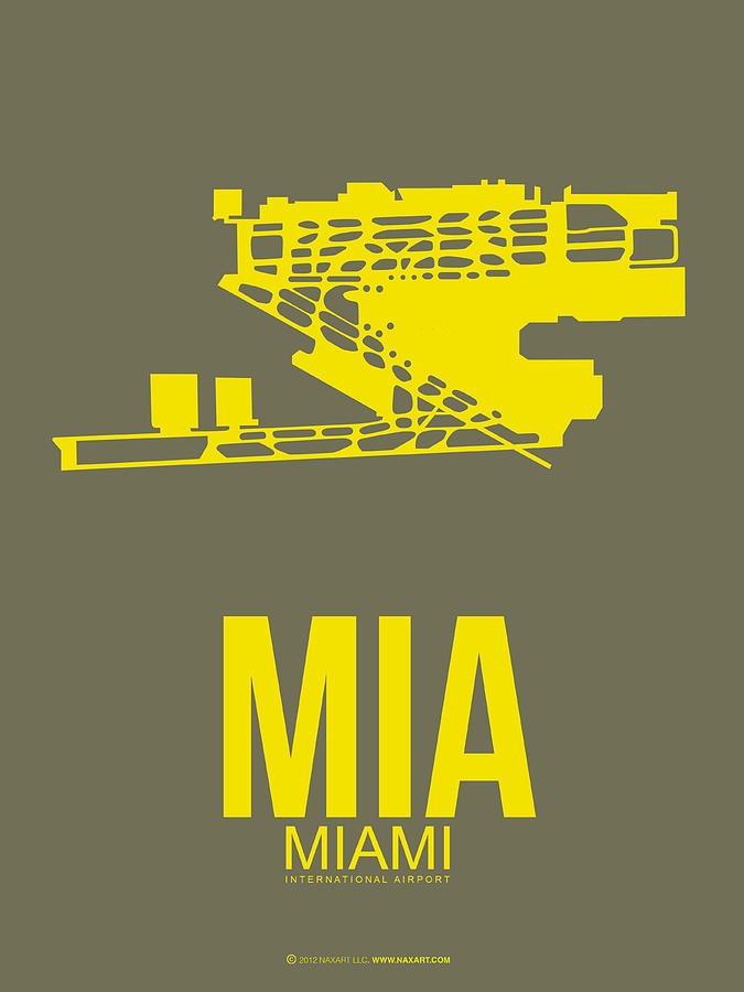 Miami Digital Art - MIA Miami Airport Poster 1 by Naxart Studio