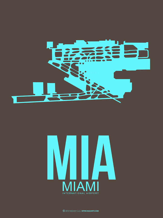 Miami Digital Art - MIA Miami Airport Poster 2 by Naxart Studio