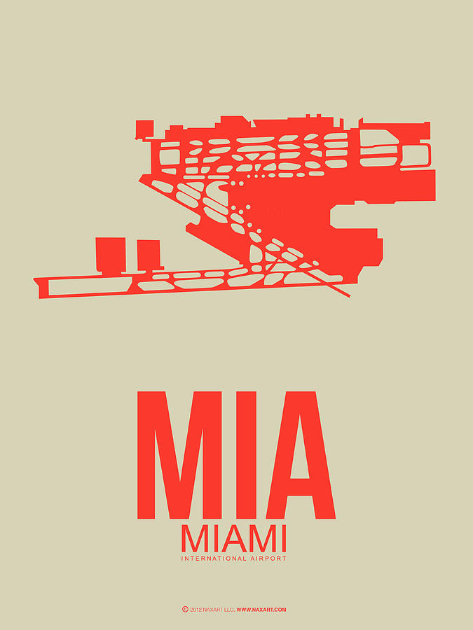 Miami Digital Art - MIA Miami Airport Poster 3 by Naxart Studio