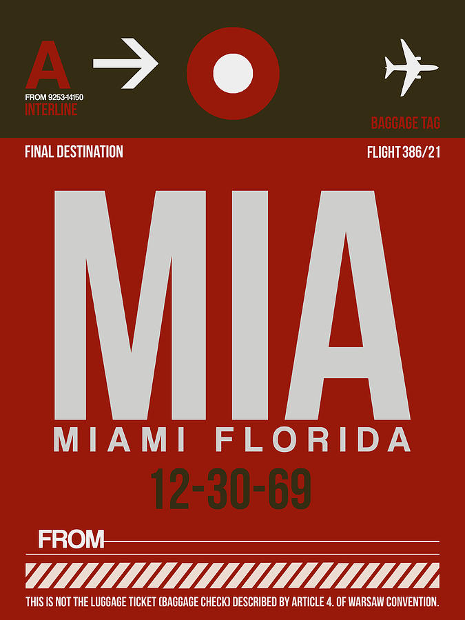 MIA Miami Airport Poster 4 Digital Art by Naxart Studio