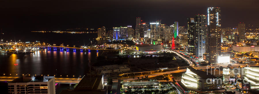 Miami After Dark II Skyline  Photograph by Rene Triay FineArt Photos