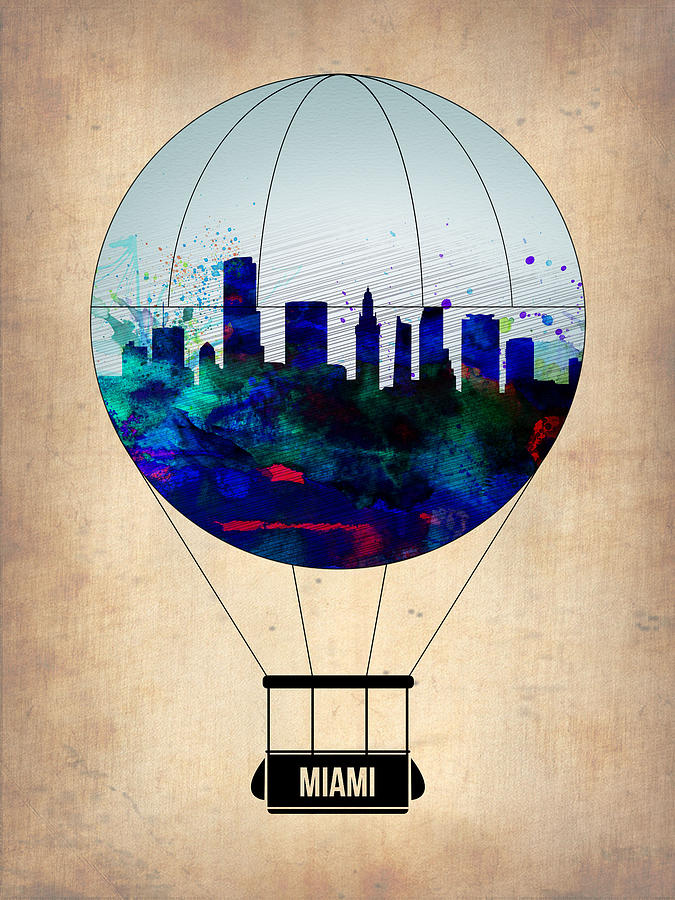 Miami Painting - Miami Air Balloon by Naxart Studio
