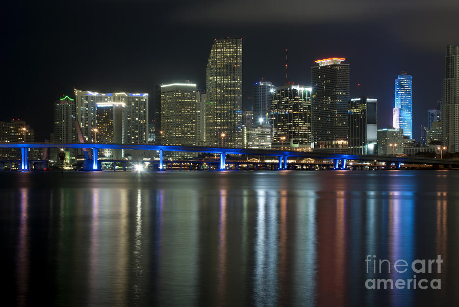 Miami at Night Photograph by Anthony Totah