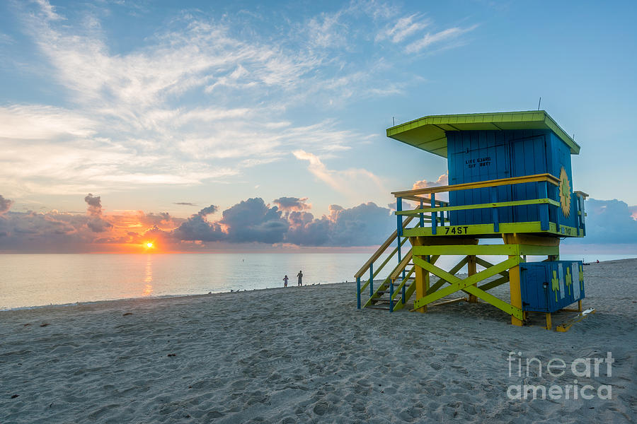 Miami Photograph - Miami Beach - 74th Street Sunrise - Lifeguard Hut by Ian Monk