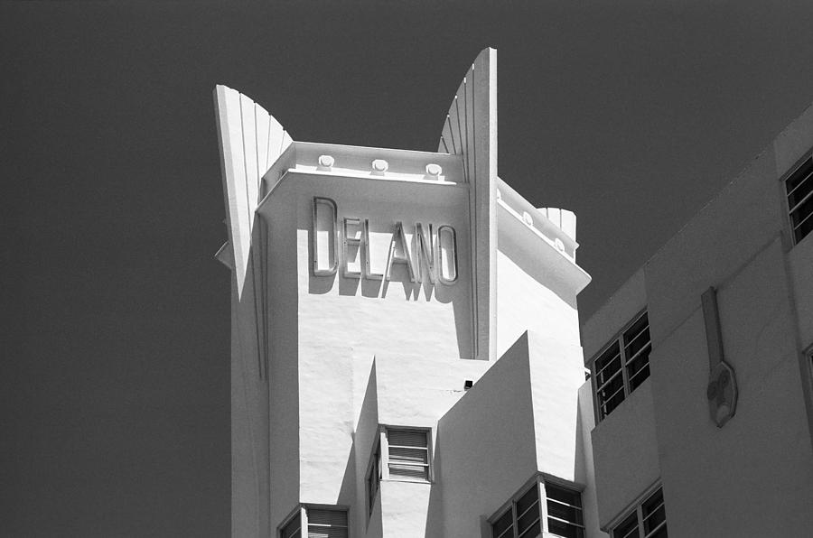 Miami South Beach - Art Deco 2003 #13 BW Photograph by Frank Romeo