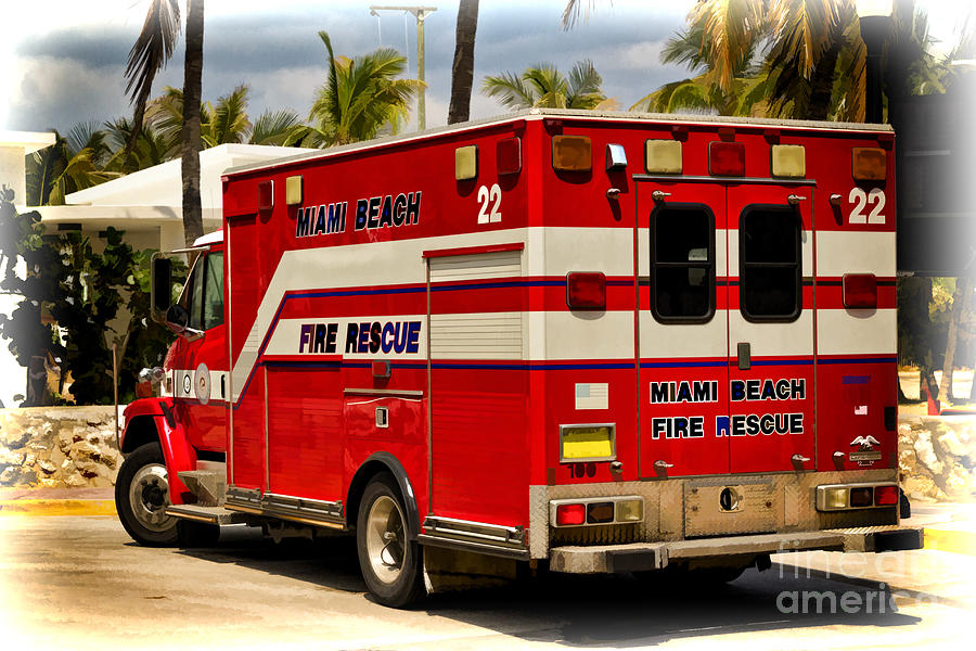 Miami Beach Fire Truck Photograph by Les Palenik