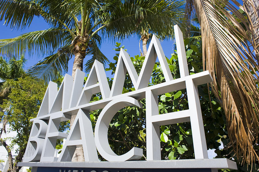 Miami Beach Sign in Florida USA Photograph by Deejpilot