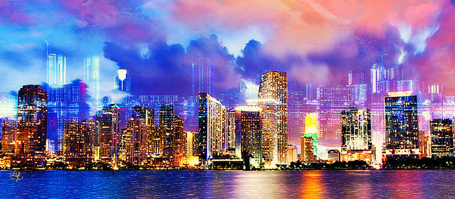 Miami Cityscape Digital Art by Lynda Payton