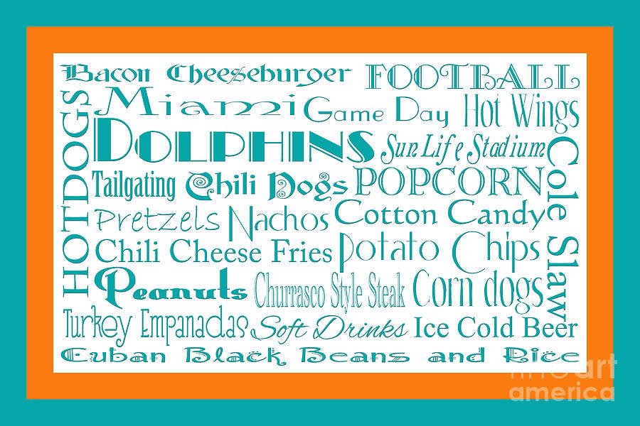 Miami Dolphins Game Day Food 2 Digital Art by Andee Design