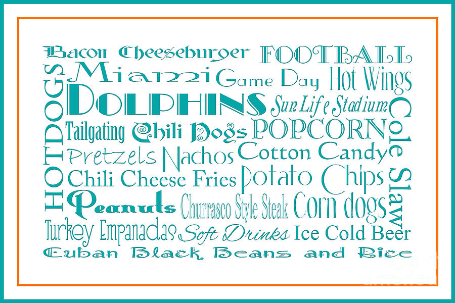 Miami Dolphins Game Day Food 3 Digital Art by Andee Design