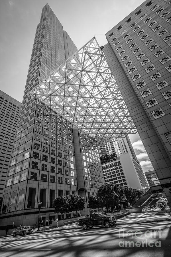 Architecture Photograph - Miami Downtown Shadow play - Black and White by Ian Monk