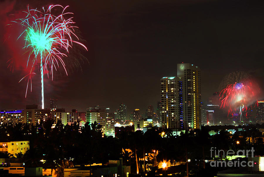 Miami Fire Works New Years Eve Photograph by Steven Spak