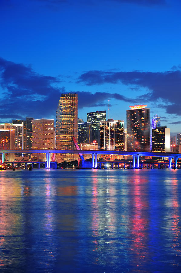 Miami night scene Photograph by Songquan Deng