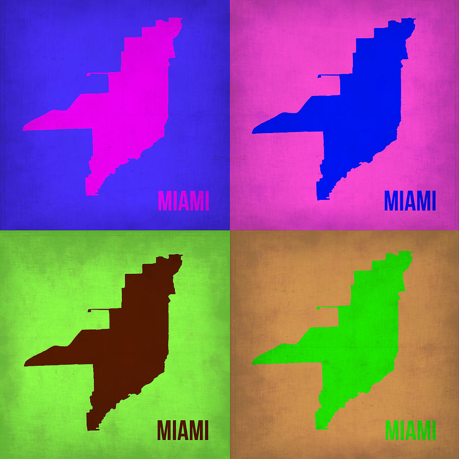 Miami Map Painting - Miami Pop Art Map 1 by Naxart Studio