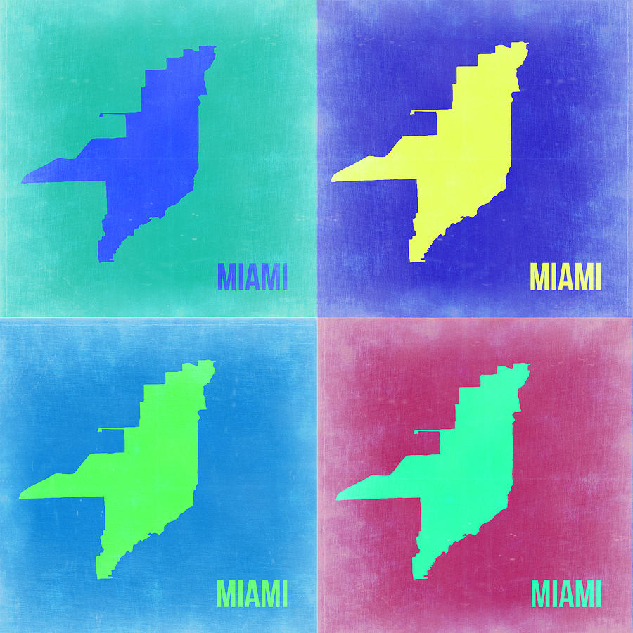 Miami Map Painting - Miami Pop Art Map 2 by Naxart Studio