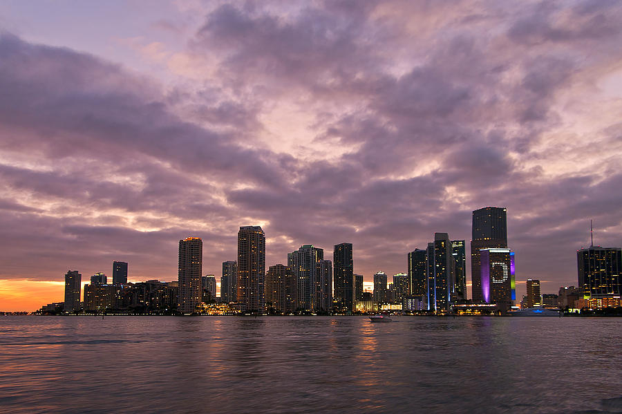 Miami Skyline after sunset Photograph by Nebojsa Novakovic
