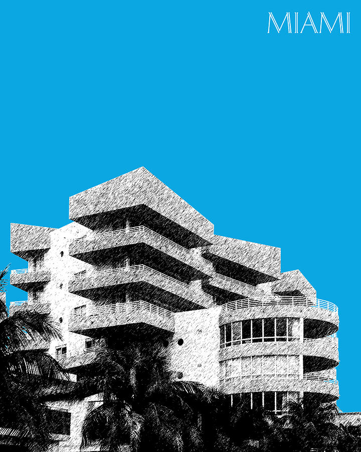 Architecture Digital Art - Miami Skyline Art Deco District - Ice Blue by DB Artist