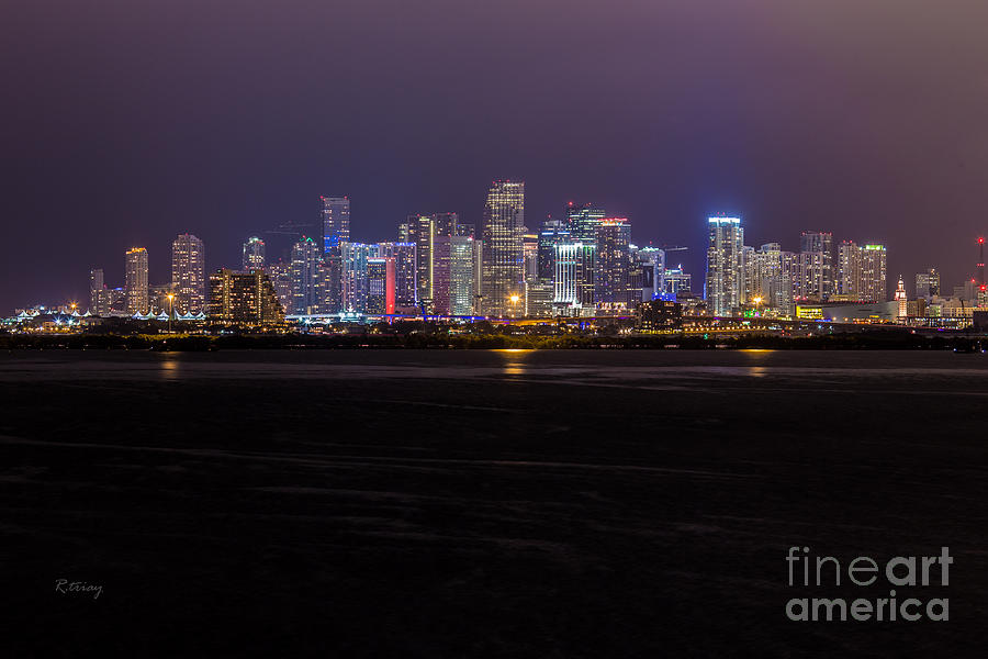 Miami Skyline Photograph - Miami Skyline Bay View by Rene Triay FineArt Photos