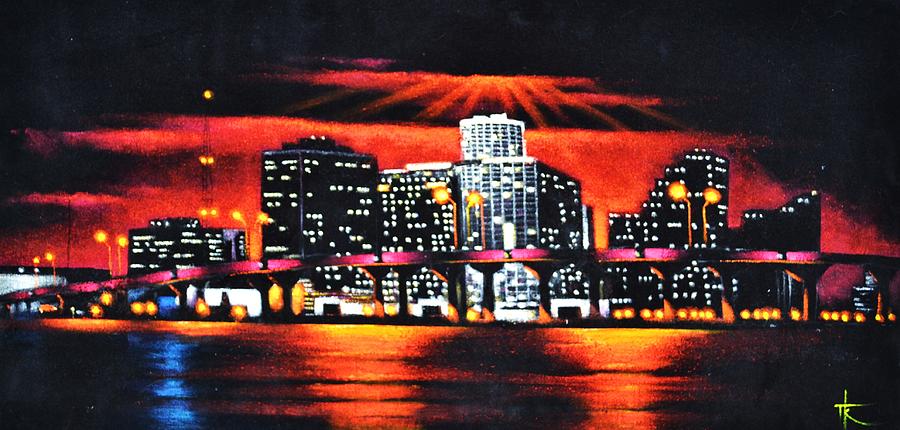 Miami Skyline Painting - Miami Skyline by Thomas Kolendra