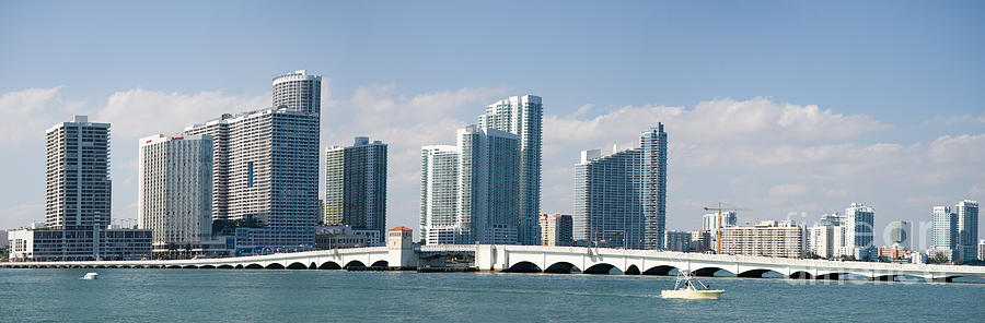 Miami Skyline with Venetian Causeway Photograph by Les Palenik