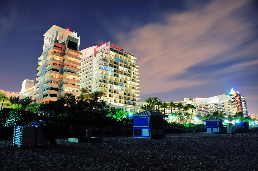 Miami south beach at night Photograph by Songquan Deng