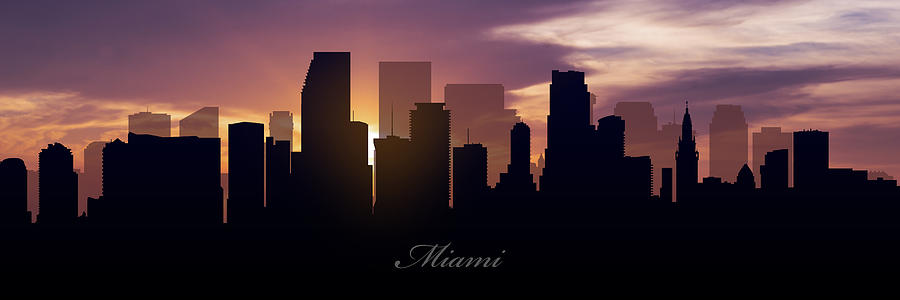 Miami Photograph - Miami Sunset by Aged Pixel