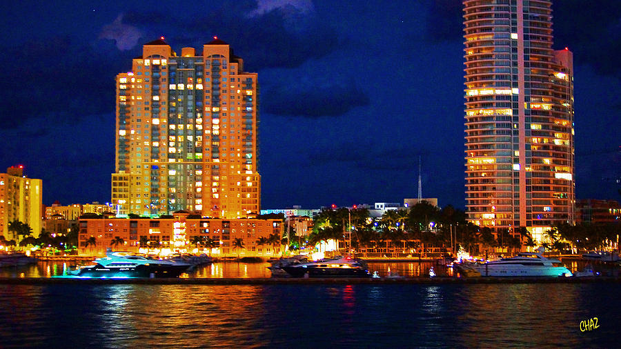 Miami Waterfront at Night - 3 Photograph by CHAZ Daugherty