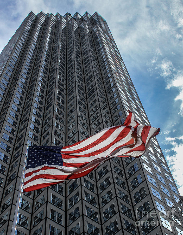 Miamis Financial Center and Old Glory Photograph by Rene Triay FineArt Photos