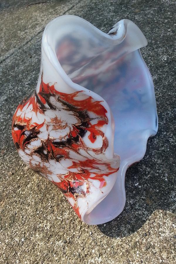 Vase Glass Art - Mica and Orange Vase by Jill Groves