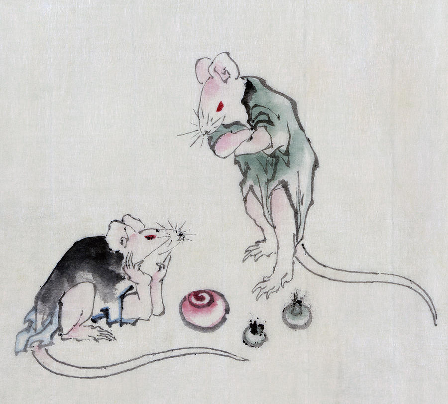 Katsushika Hokusai Painting - Mice in Council by Katsushika Hokusai