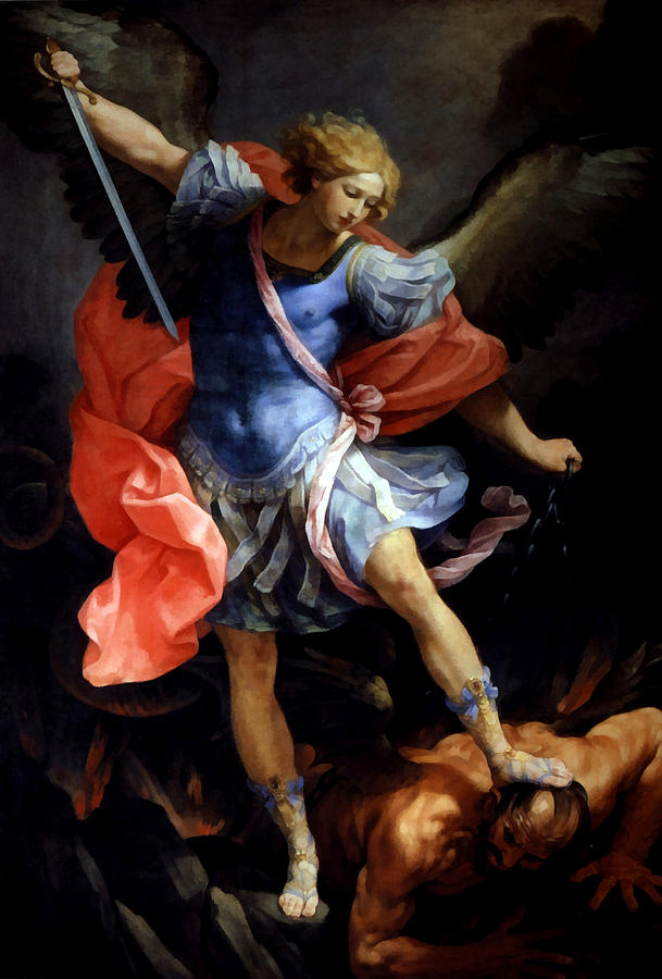 Michael Defeating Satan Digital Art by Guido Reni 