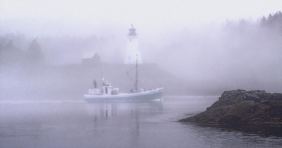 Landscape Photograph - Michael Eileen Passing Thru Lubec Narrows by Marty Saccone