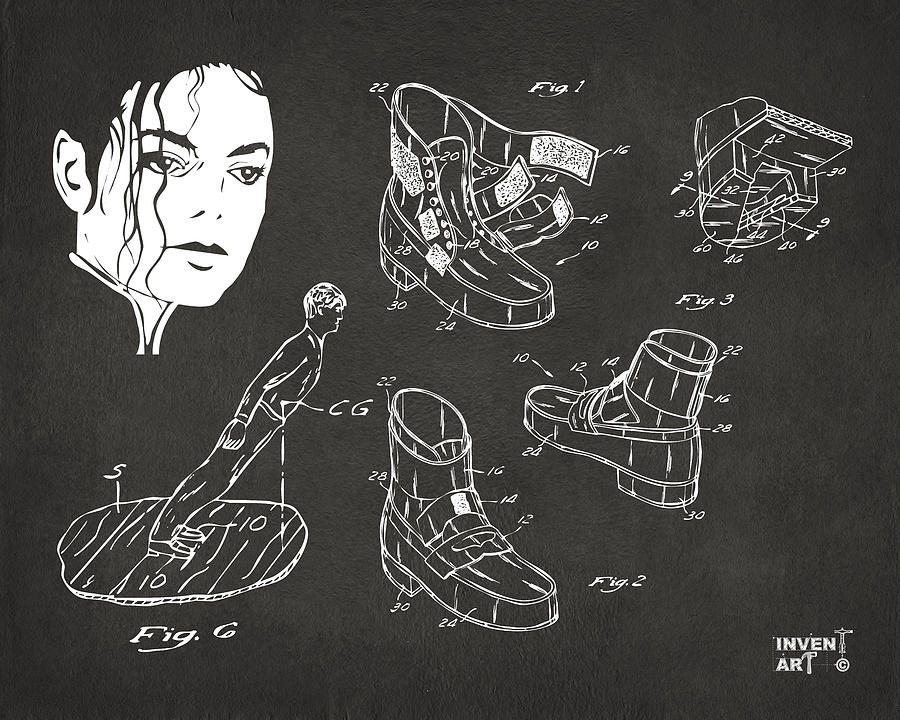 Michael Jackson Anti-Gravity Shoe Patent Artwork Vintage Digital Art by Nikki Marie Smith