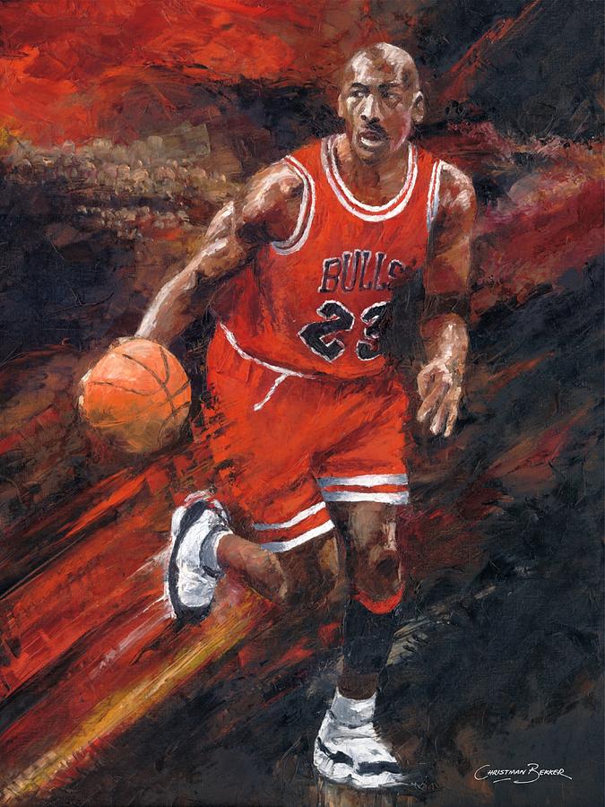 Michael Jordan Chicago Bulls Basketball Legend Painting by Christiaan Bekker