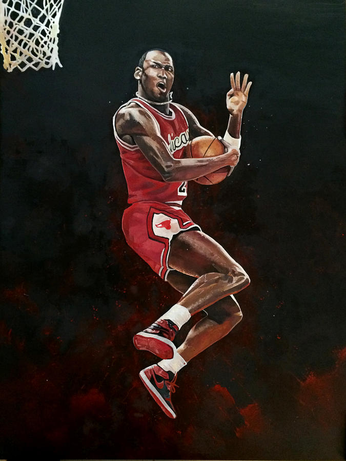 Michael Jordan Cradle Dunk Painting by Michael Pattison