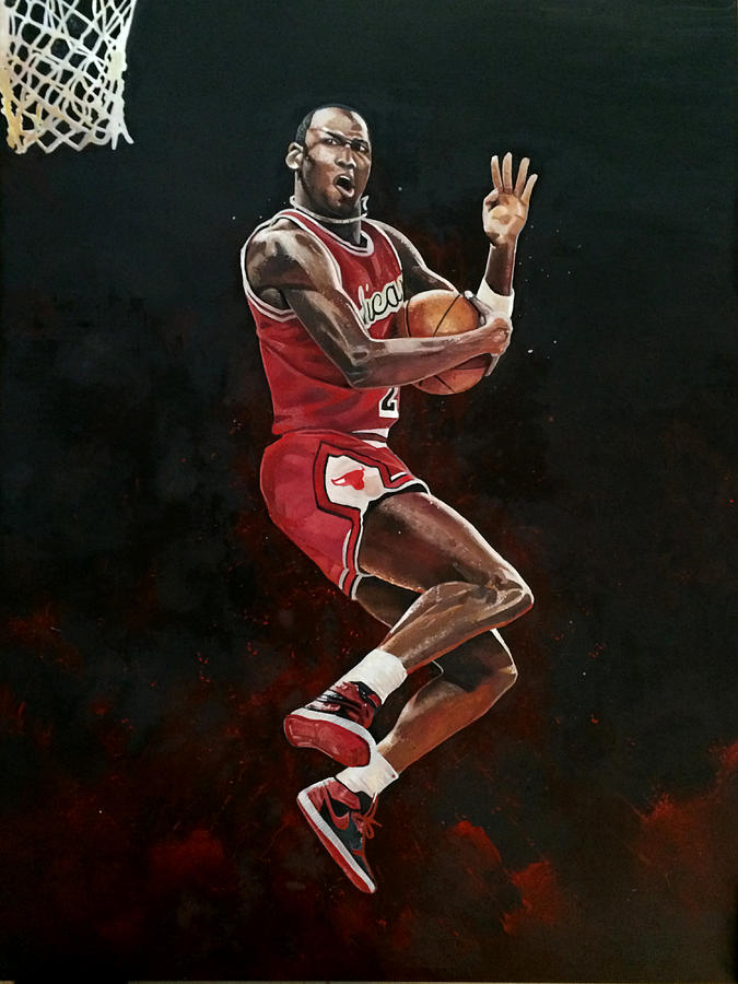 Michael Jordan Cradle Dunk Painting by 