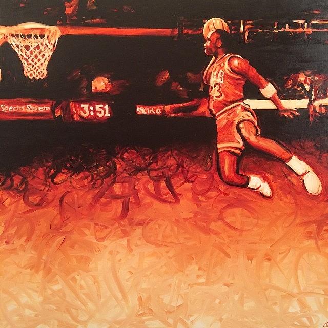 Basketball Photograph - Michael Jordan Painting 60x48 by Ocean Clark