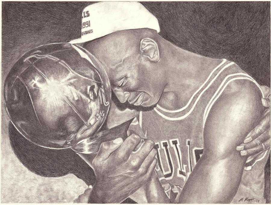 Michael Jordan Portrait Drawing Drawing by Matt Meyer