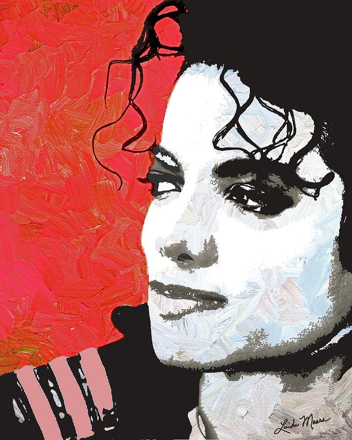 Michael Jackson Digital Art - Michael Red and White by Linda Mears