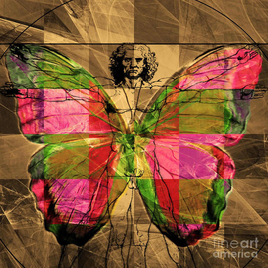 Leonardo Da Vinci Photograph - Leonardo da Vinci Butterfly Man DSC2969 v2 square by Wingsdomain Art and Photography