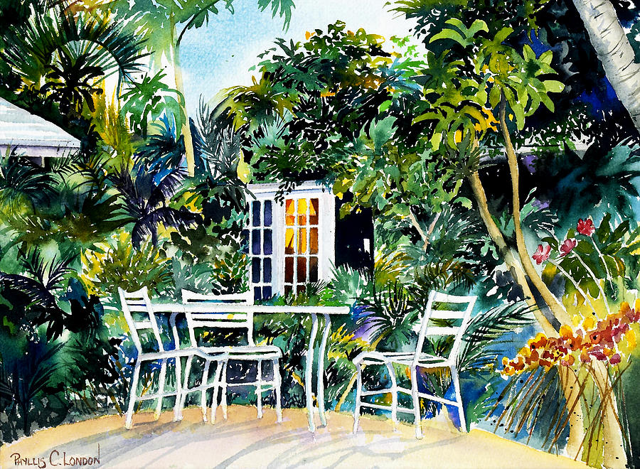 Michelle and Scotts Key West Garden Painting by Phyllis London