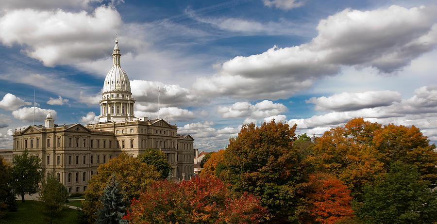 Michgan Capitol - Autumn Photograph by Larry Carr