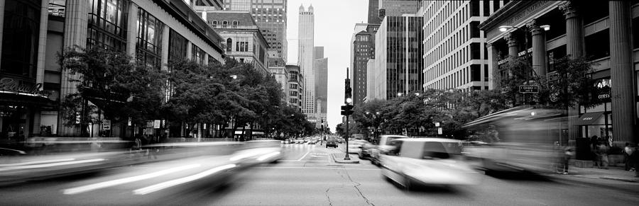 Rush Hour Movie Photograph - Michigan Avenue, Chicago, Illinois, Usa by Panoramic Images