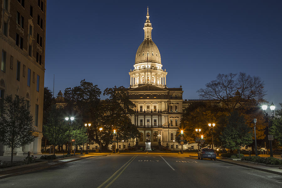 Michigan Capitol at Blue Hour Photograph by John McGraw