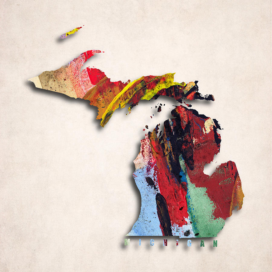 Michigan Map Digital Art - Michigan Map Art - Painted Map of Michigan by World Art Prints And Designs