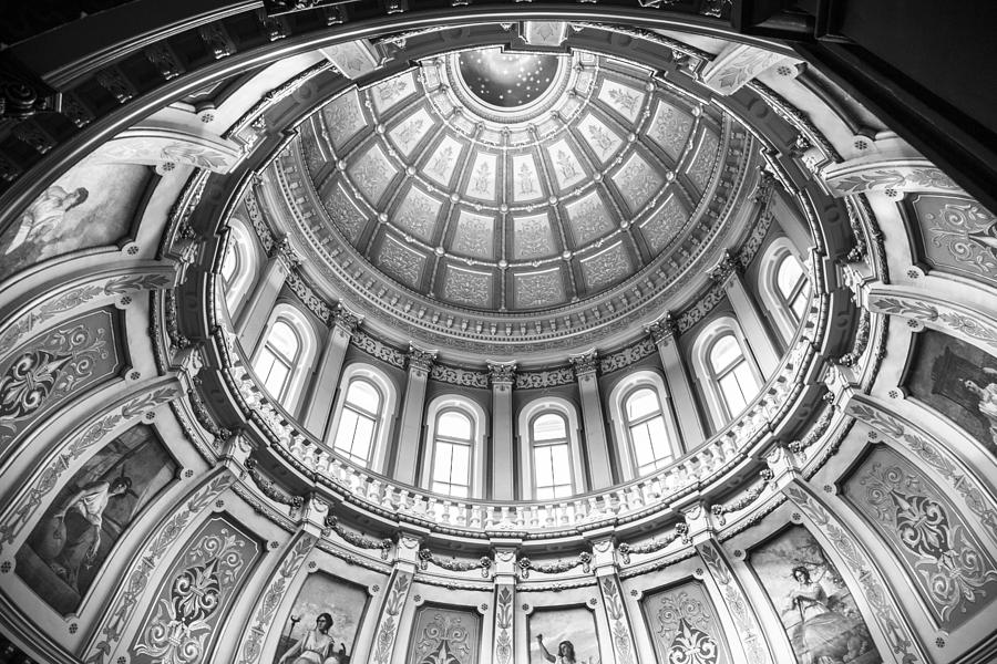 Michigan State Capitol Dome in Black and White  Photograph by John McGraw