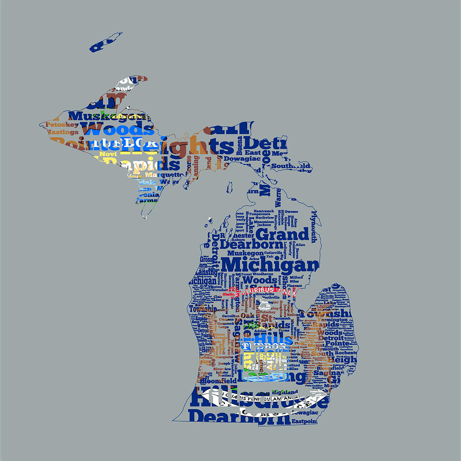 Michigan State Flag Word Cloud Digital Art by Brian Reaves