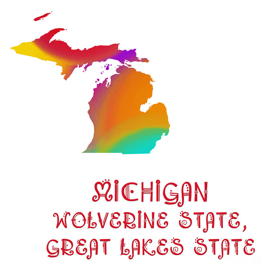 Michigan State Map Collection 2 Digital Art by Andee Design