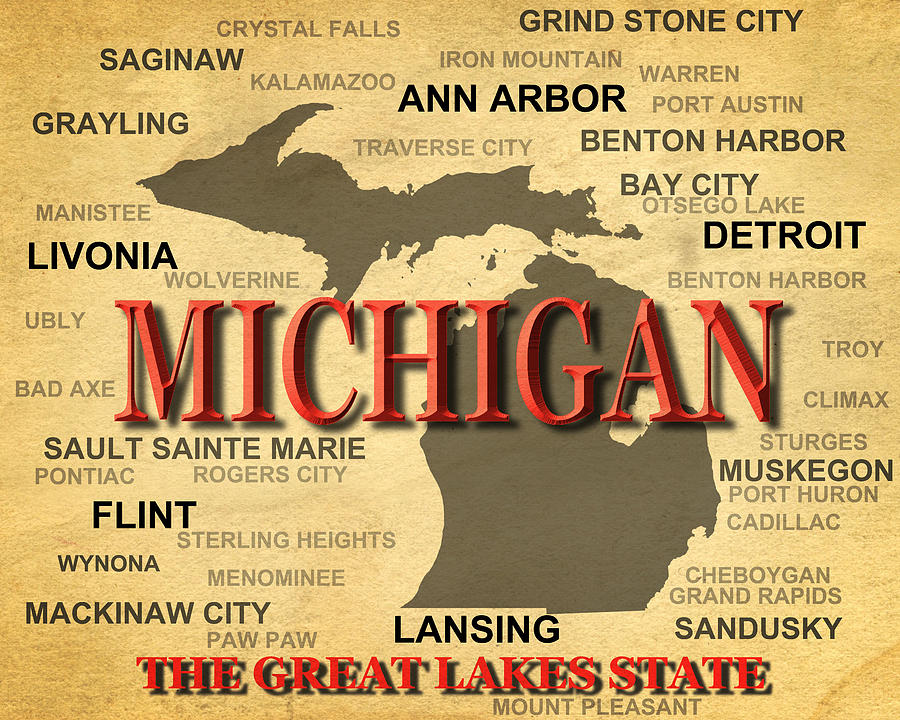 City Photograph - Michigan State Pride Map Silhouette  by Keith Webber Jr